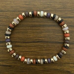 Multicolor & Gold Tone Disc Beaded Stretch Bracelet